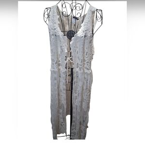 NEW!!Vivid Womens Long Boho Victorian White Lace Cover Up XL